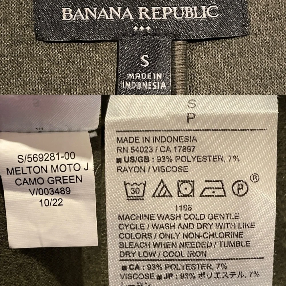 Banana Republic Factory Melton Moto Jacket Green Small - Picture 16 of 16
